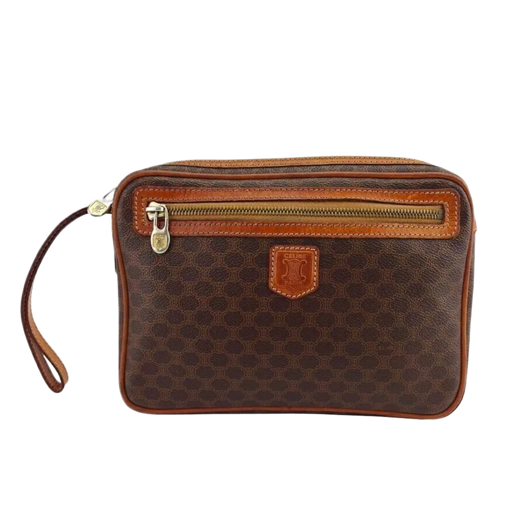 Vintage Dark Brown Leather Celine UNISEX Macadam Clutch bag